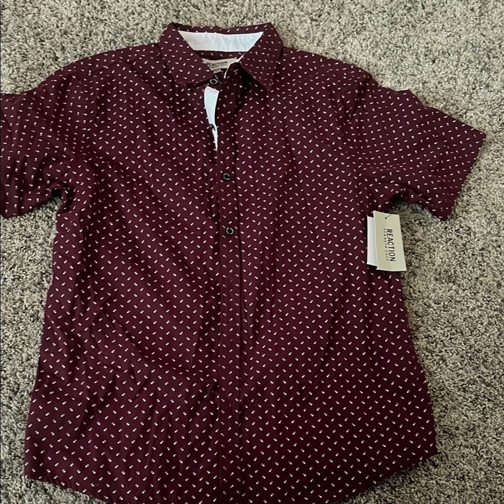 Kenneth Cole Red and White Button Down Shirt